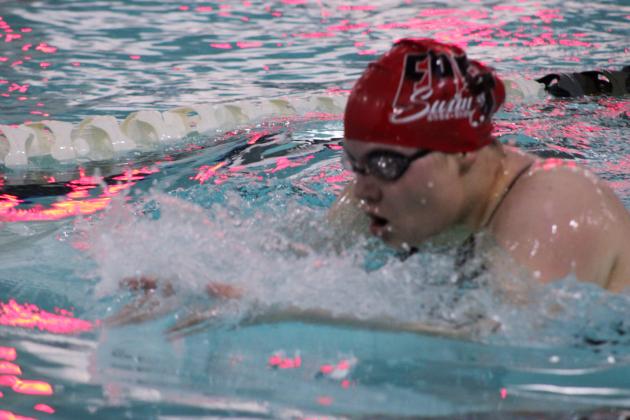 Ellie Stevenson swims in the 200-meter individual medley during the Area Championship while breaking the school record. PROVIDED