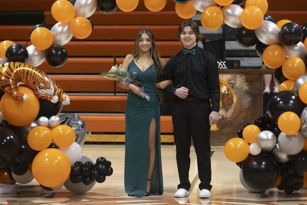 From left to right, freshman homecoming candidates were Summer Whitaker and Maverick Bay. HUGH SCOTT JR. | SOUTHWEST CHRONICLE