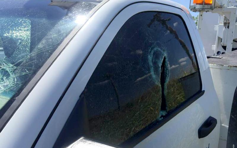 Several windows were reportedly shattered.