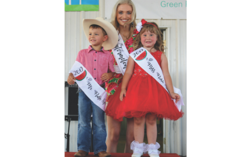 Morgan White, Watermelon Queen; Eli Ballard, Little Mister; Brooklyn Harris, Little Miss