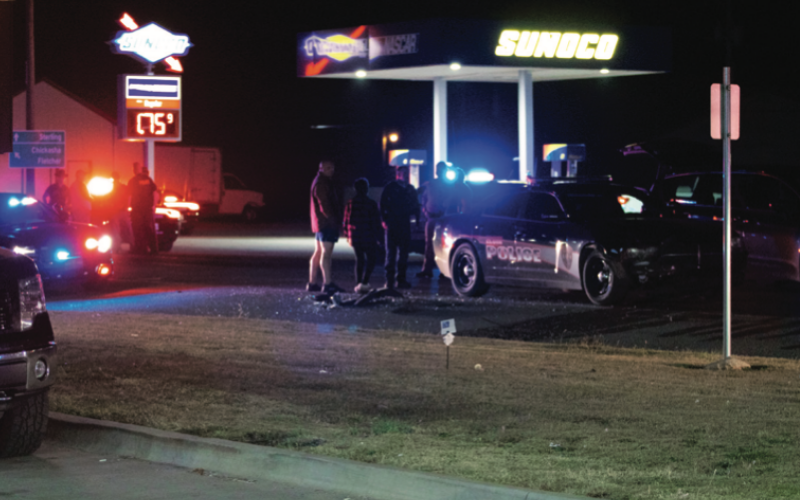 An Elgin Police Department patrol car was damaged in a collision Friday, Nov. 13 on U.S. 277 between D and E avenues in Elgin. Okla- homa Highway Patrol troopers report another vehicle turned left in front of the officer without warning, causing the collision.