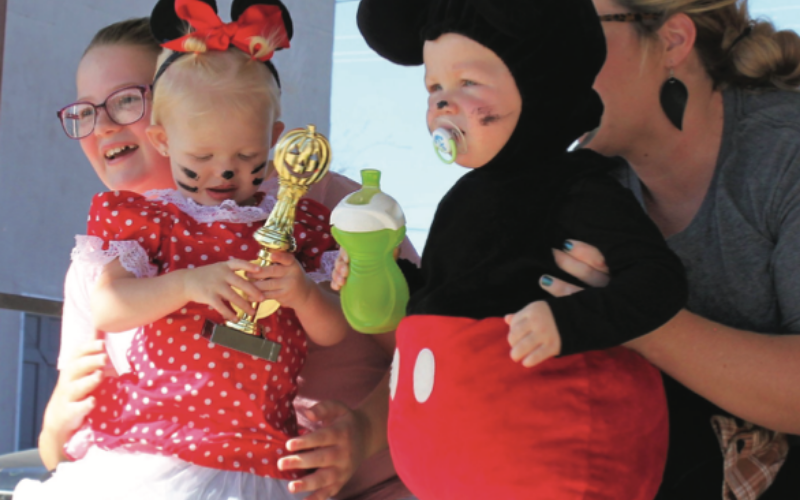 Mickey and Minnie Mouse took first place in the costume contest’s 0-3 age category.