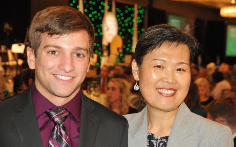 -letcher Fian School senior Caleb Camobell, left, with his ma teacher, Inju Snyder. PHOTO PROVIDED