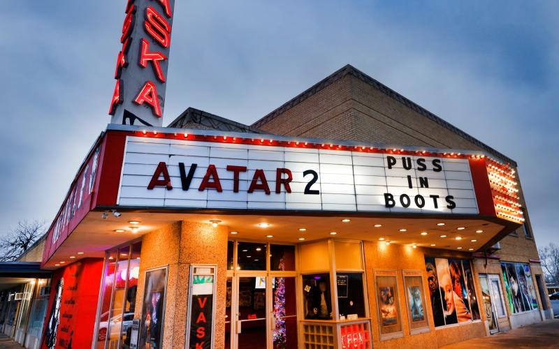 The marquee for the Vaska Theatre in Lawton is shown Dec. 20. RIP STELL | SOUTHWEST CHRONICLE