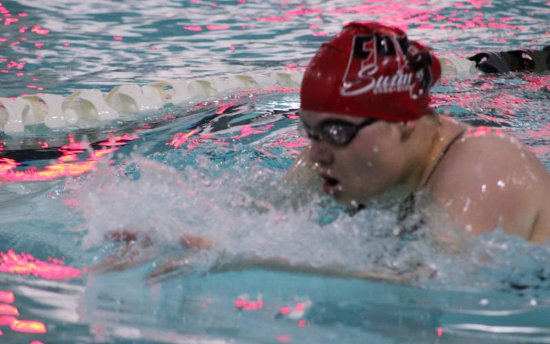 Ellie Stevenson swims in the 200-meter individual medley during the Area Championship while breaking the school record. PROVIDED