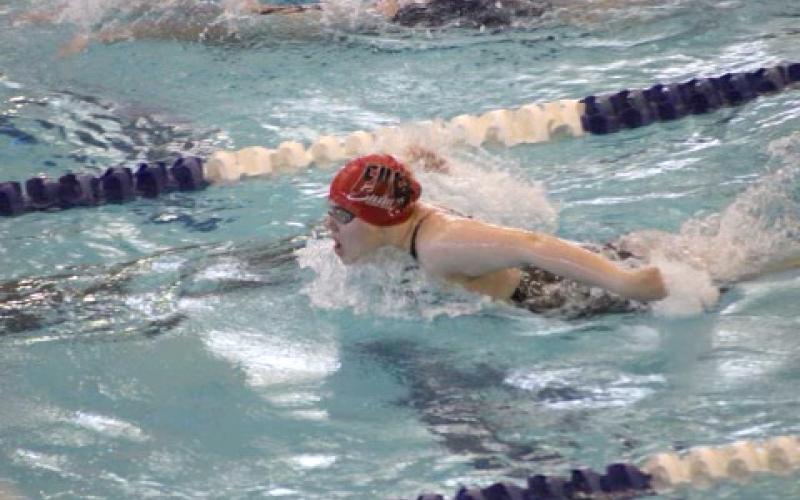 Elgin junior Ellie Stevenson swims in one of four events at the regional meet last week Stevenson qualified for the state meet in four events. The state meet begins Friday and continues Saturday at Mitch Park YMCA. PHOTO PROVIDED