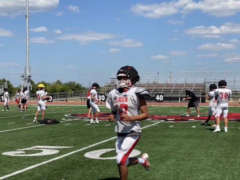 Elgin Owls football players put in work Friday, Aug. 12 as they look to compete with other 5A schools. PHOTO BY CURTIS AWBREY
