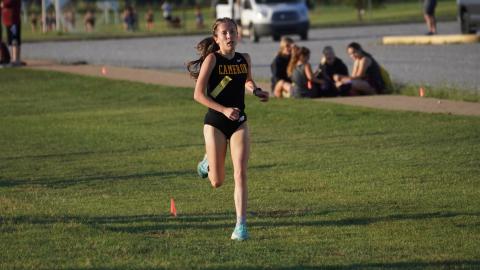 Cameron University’s Bella Vignes runs in last Saturday’s Aggie Duels in Lawton. Vignes won the individual title. Photo by Cameron Sports Information.