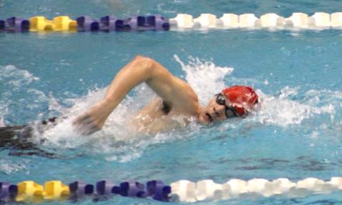 Mason Thompson competes in the West Regional Swim Meet last week at Mitch Park YMCA in Edmond. Thompson will swim in three events starting Friday at the state meet in Edmond. PHOTO PROVIDED